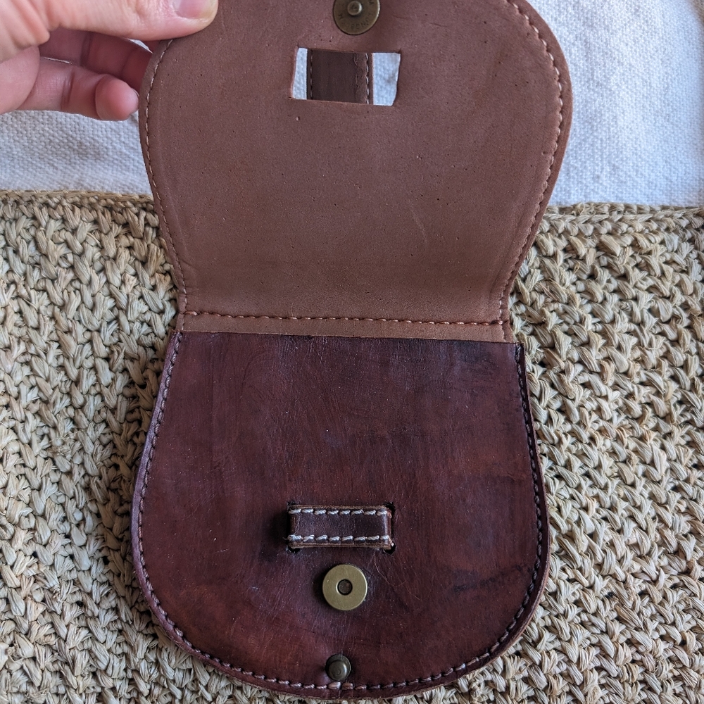 Raffia bag with leather strap - Picture 2 of 6